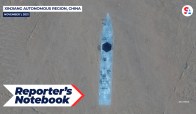 Satellite images revealed China's suspicious mockups of US warships as tension grows between the two countries over Taiwan's independence.