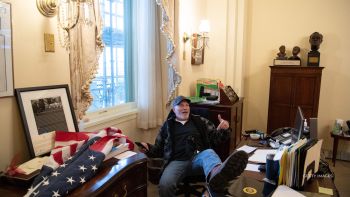 The man photographed with his feet up at Nancy Pelosi's desk during the Jan. 6 Capitol riots was found guilty on all eight counts.