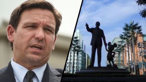 Florida Gov. Ron DeSantis told a supportive crowd that he's not backing down from his fight with Disney despite increased GOP opposition.